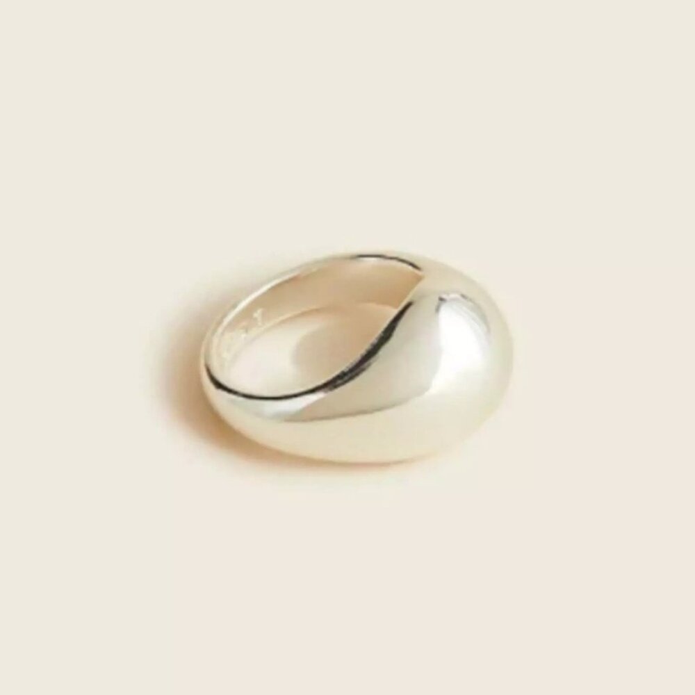 J.Crew Womens Silver Tone Sculptured Orb Mirror Ring Size 6
